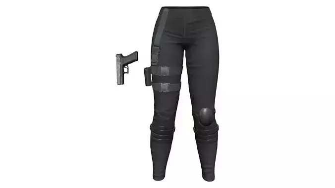 Concept Sci-fi Combat Pants With Gun And Leg Holster