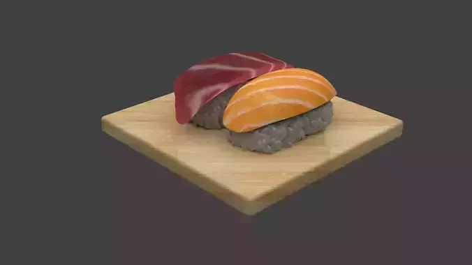 Sushi Set on wooden cutting board