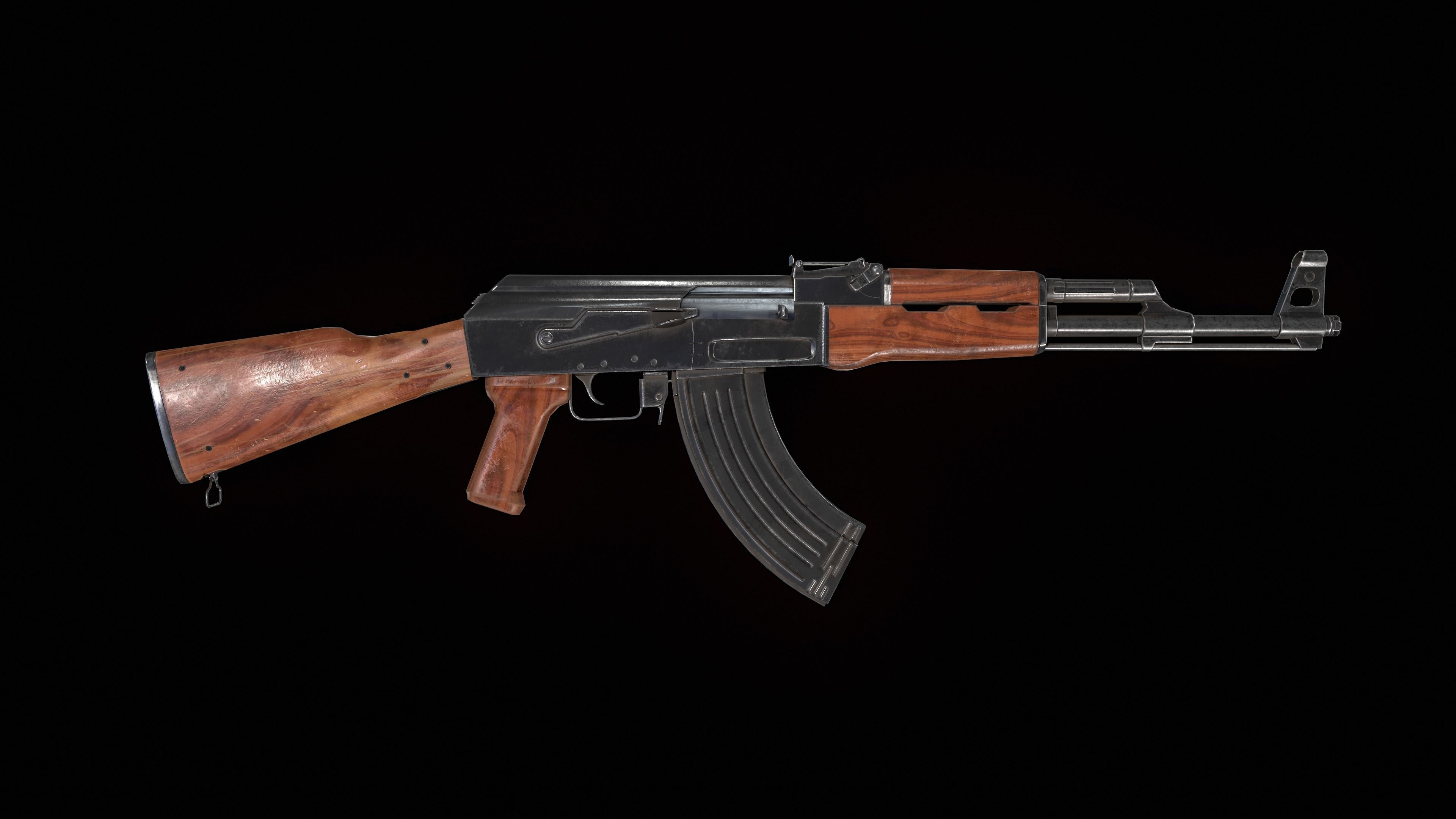 AK-47 Kalashnikov Low-poly 3D model_1