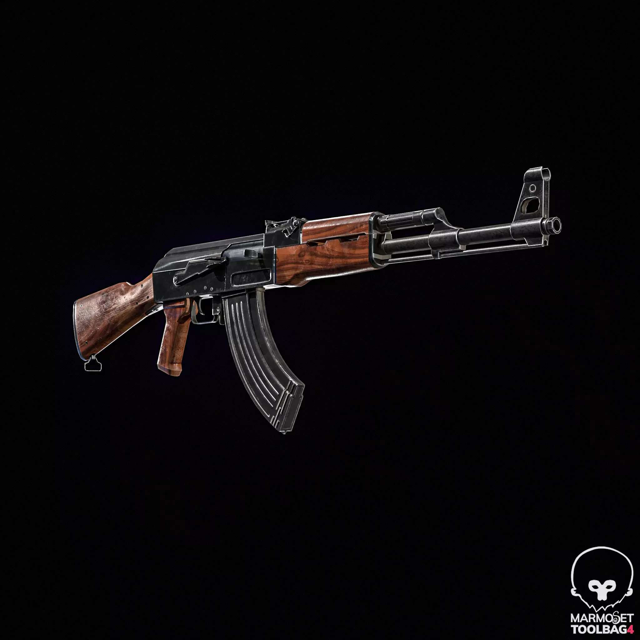 AK-47 Kalashnikov Low-poly 3D model_0