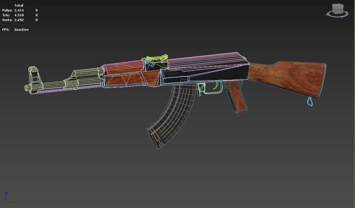 AK-47 Kalashnikov Low-poly 3D model_8