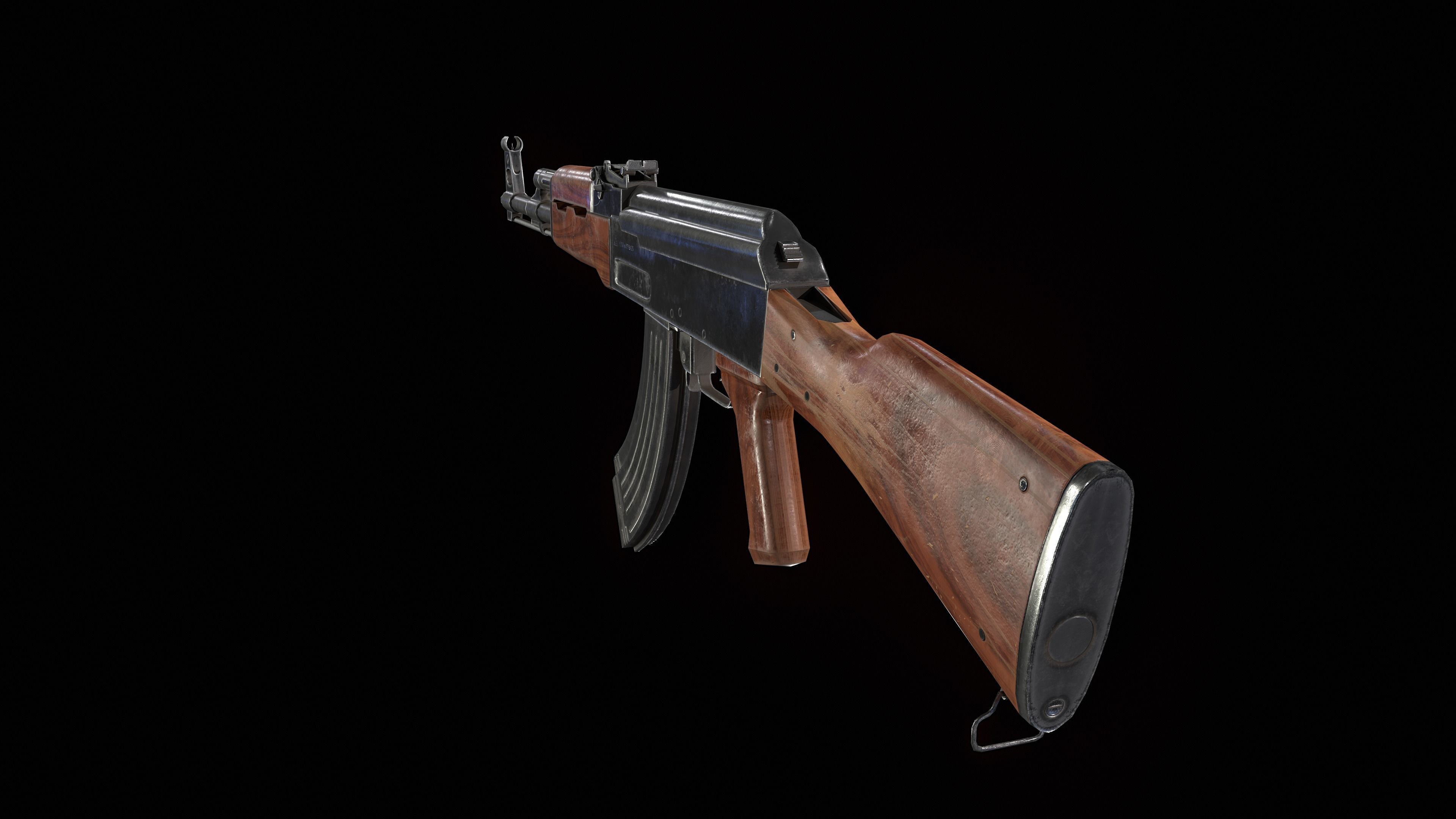 AK-47 Kalashnikov Low-poly 3D model_5