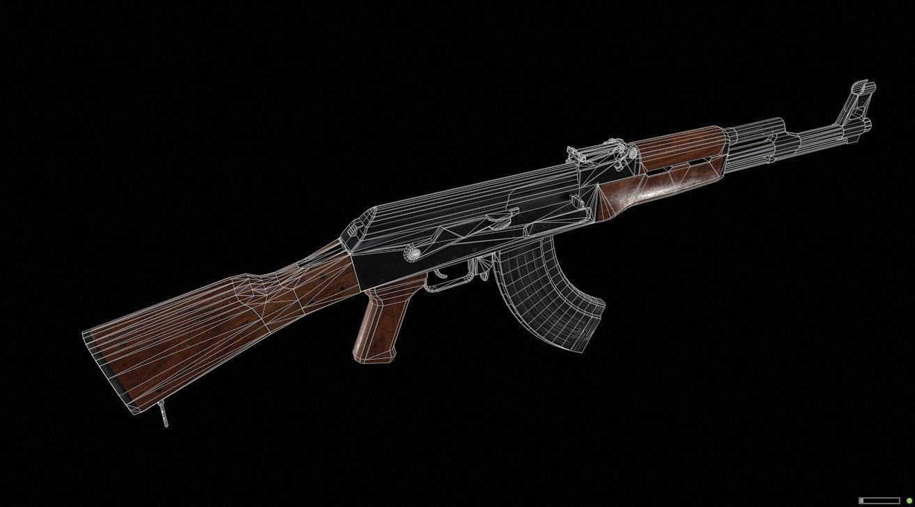 AK-47 Kalashnikov Low-poly 3D model_7
