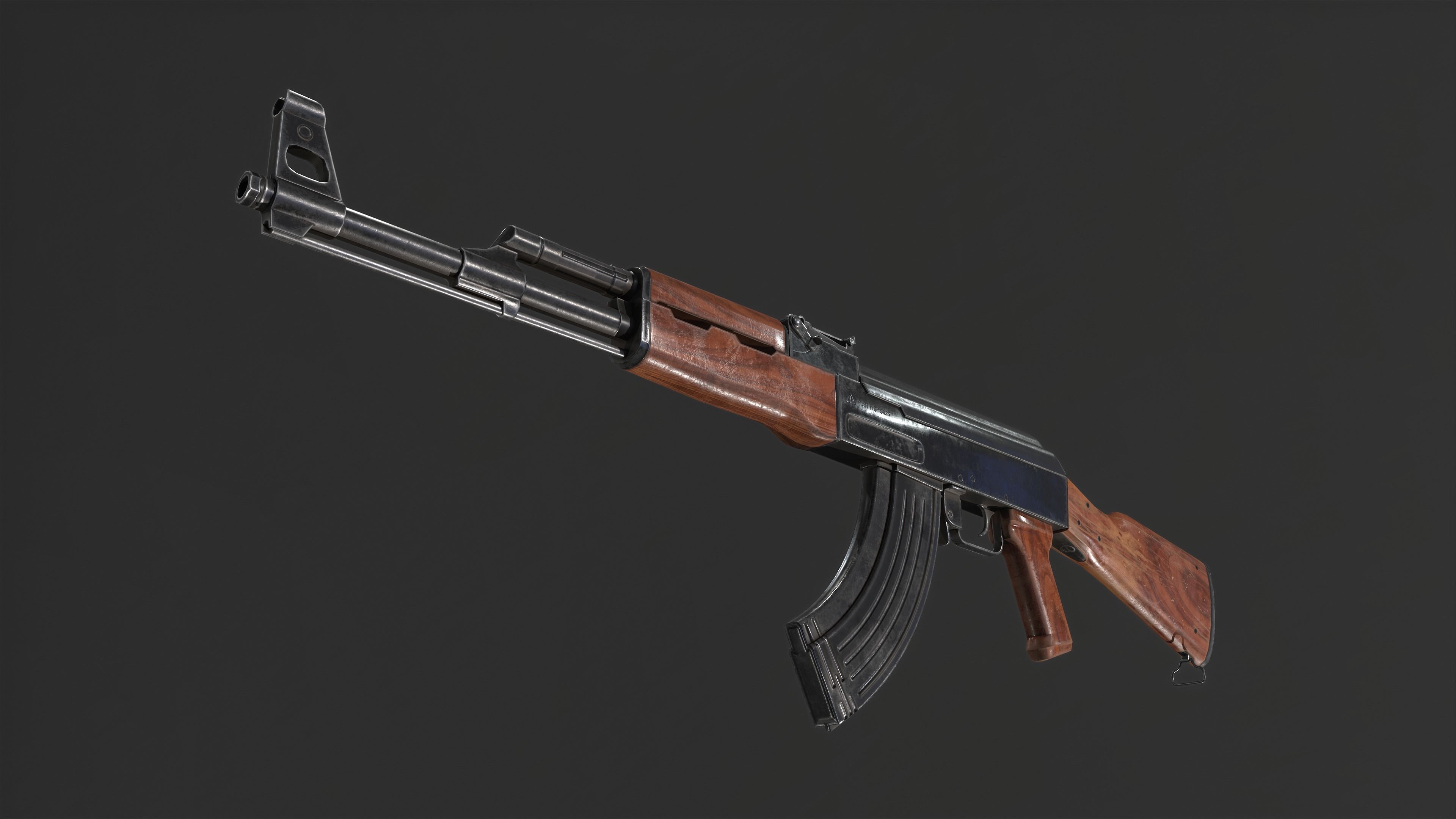 AK-47 Kalashnikov Low-poly 3D model_6