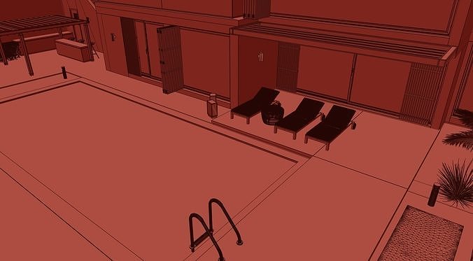 Loft Villa Cloudy and Sunny Full Scene 3D model 7
