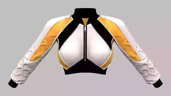 Futuristic Cropped Tracksuit Top Jacket Low-poly 3D model