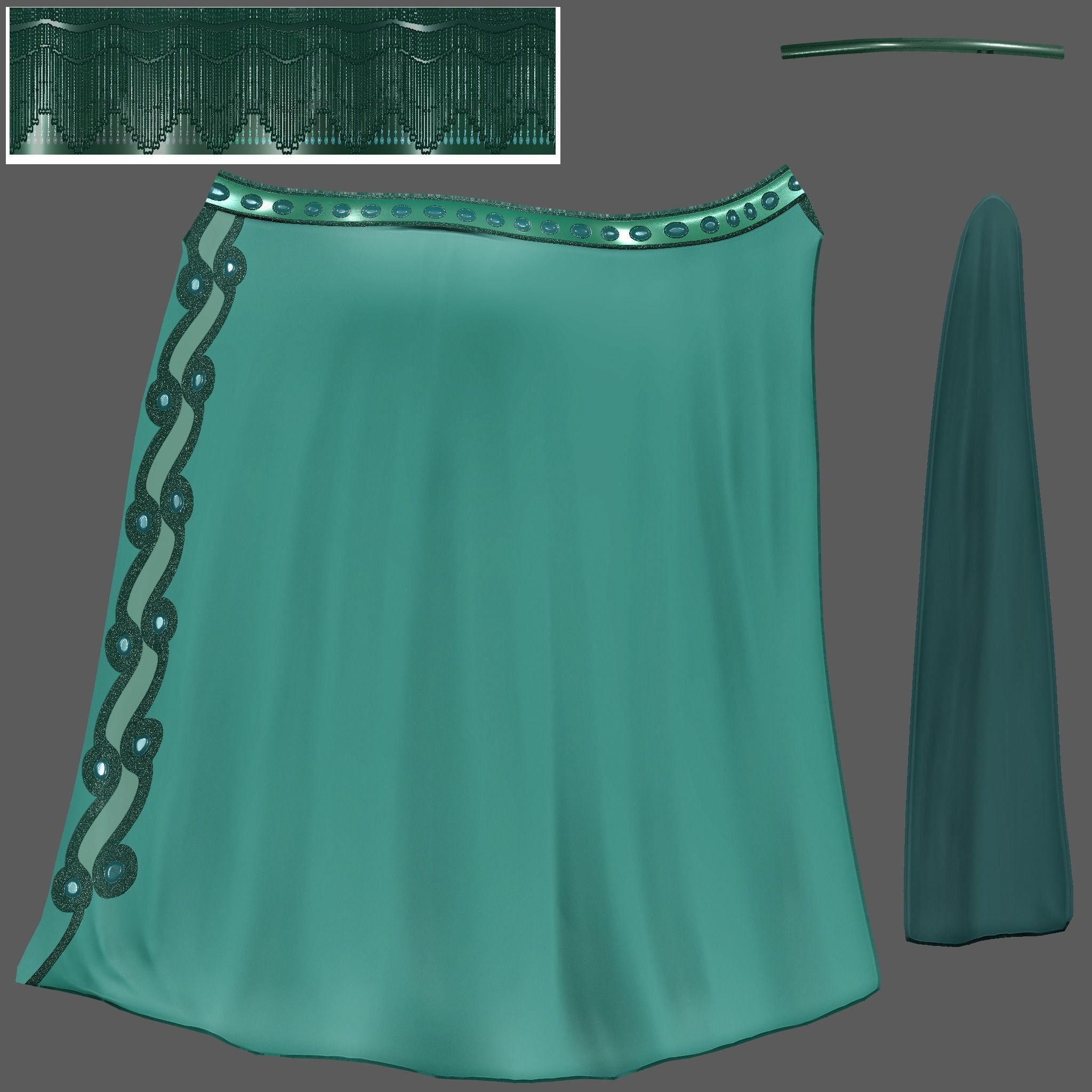 Belly Dancing Skirt Low-poly 3D model_9