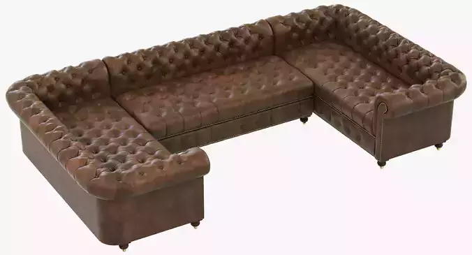 Restoration Hardware Cambridge Leather U-Sofa Sectional