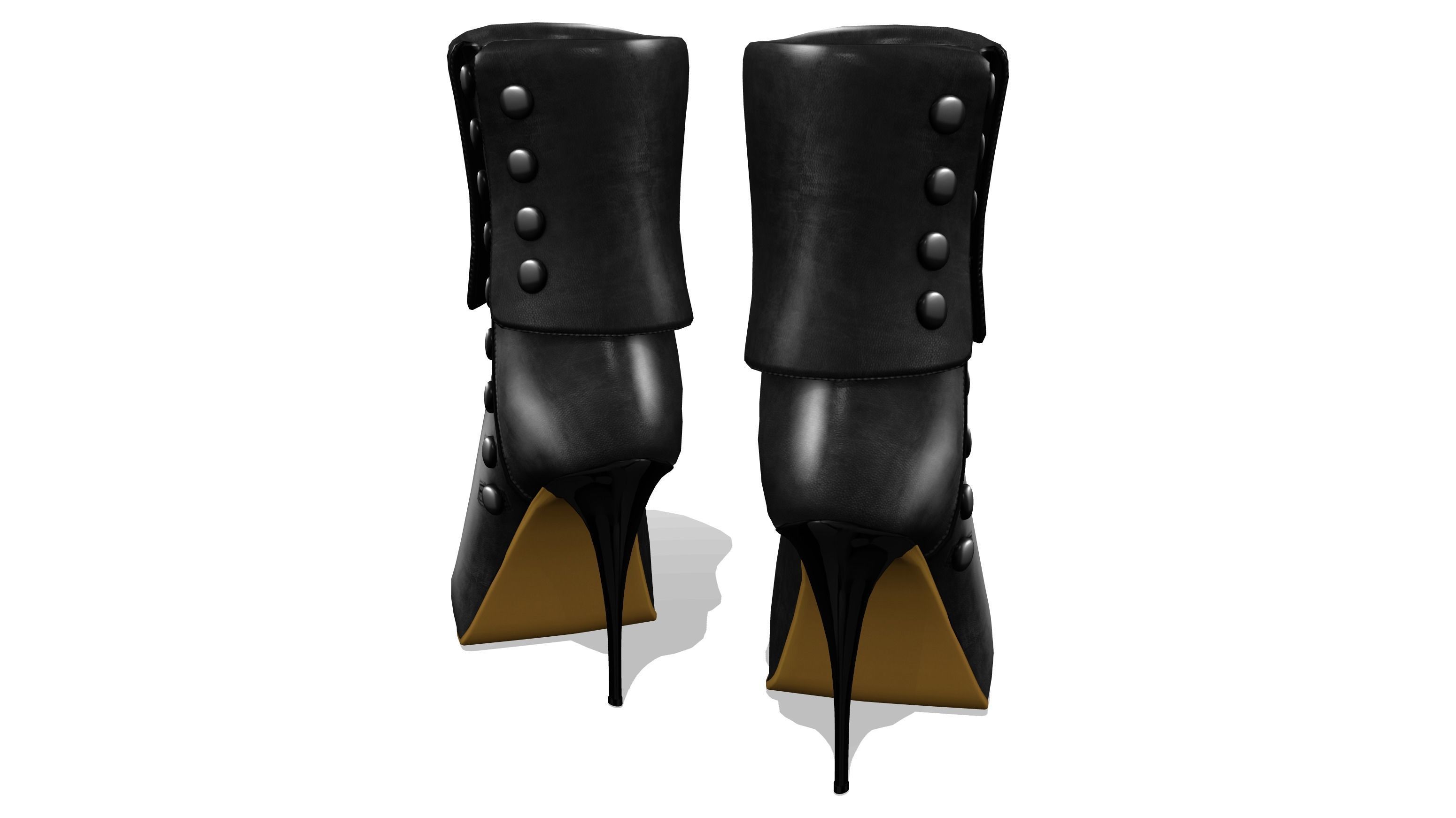Buttons Heel Boots Low-poly 3D model_4