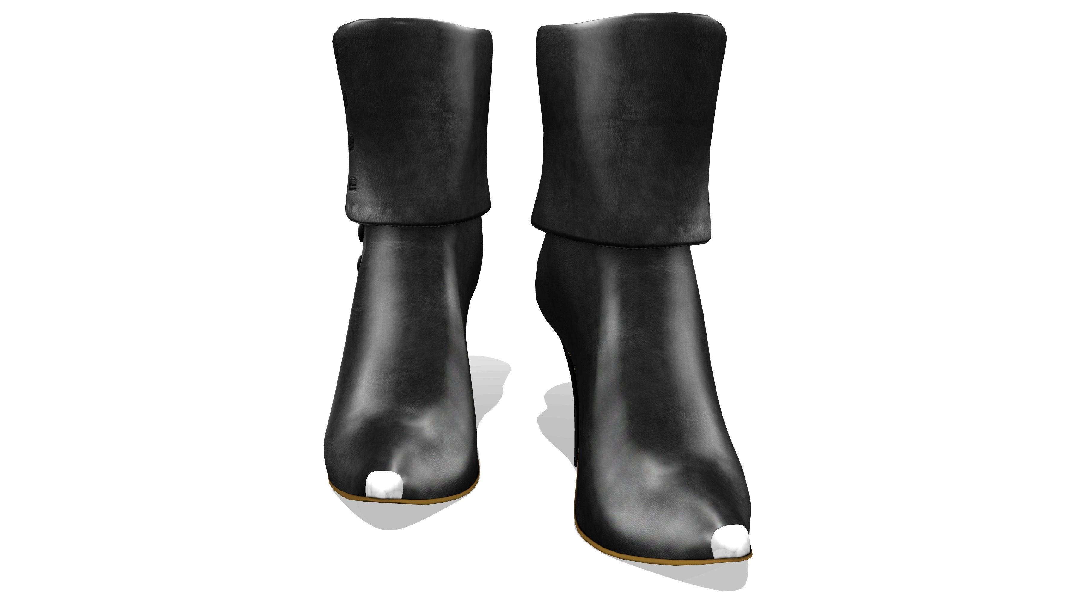 Buttons Heel Boots Low-poly 3D model_2