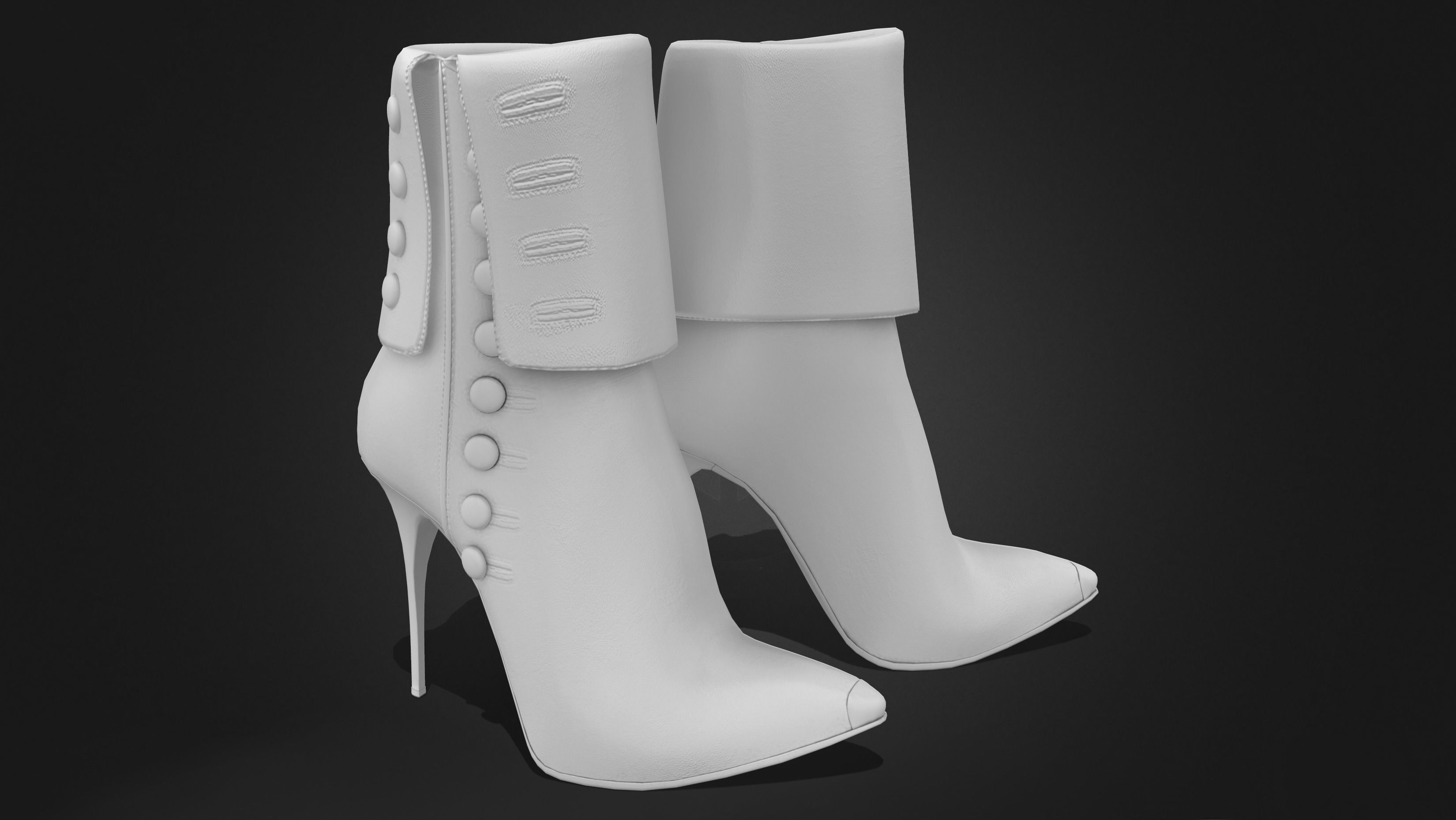 Buttons Heel Boots Low-poly 3D model_7