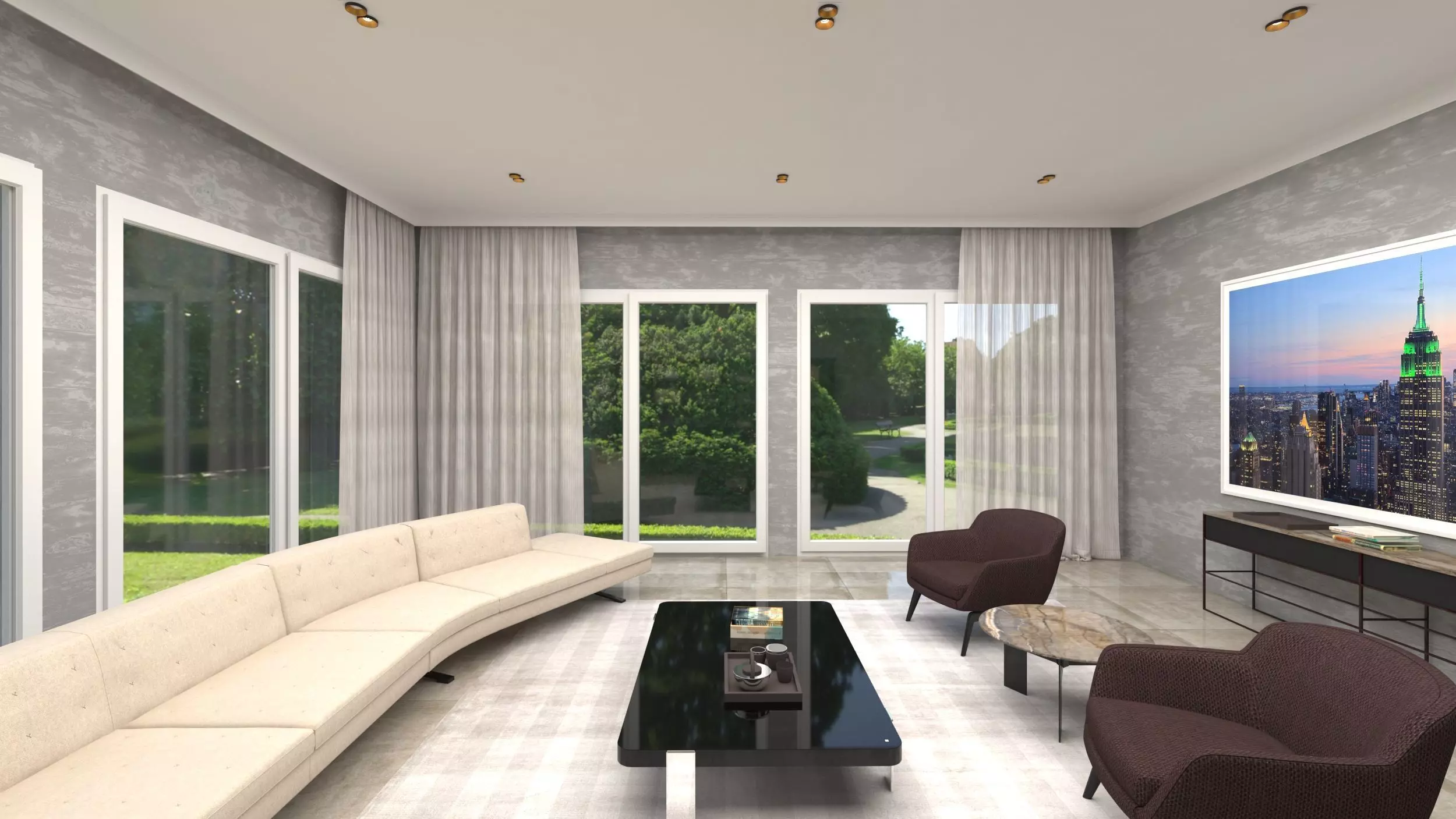 Living Room Modern Interior Design Scene 3d Model Free 3D model