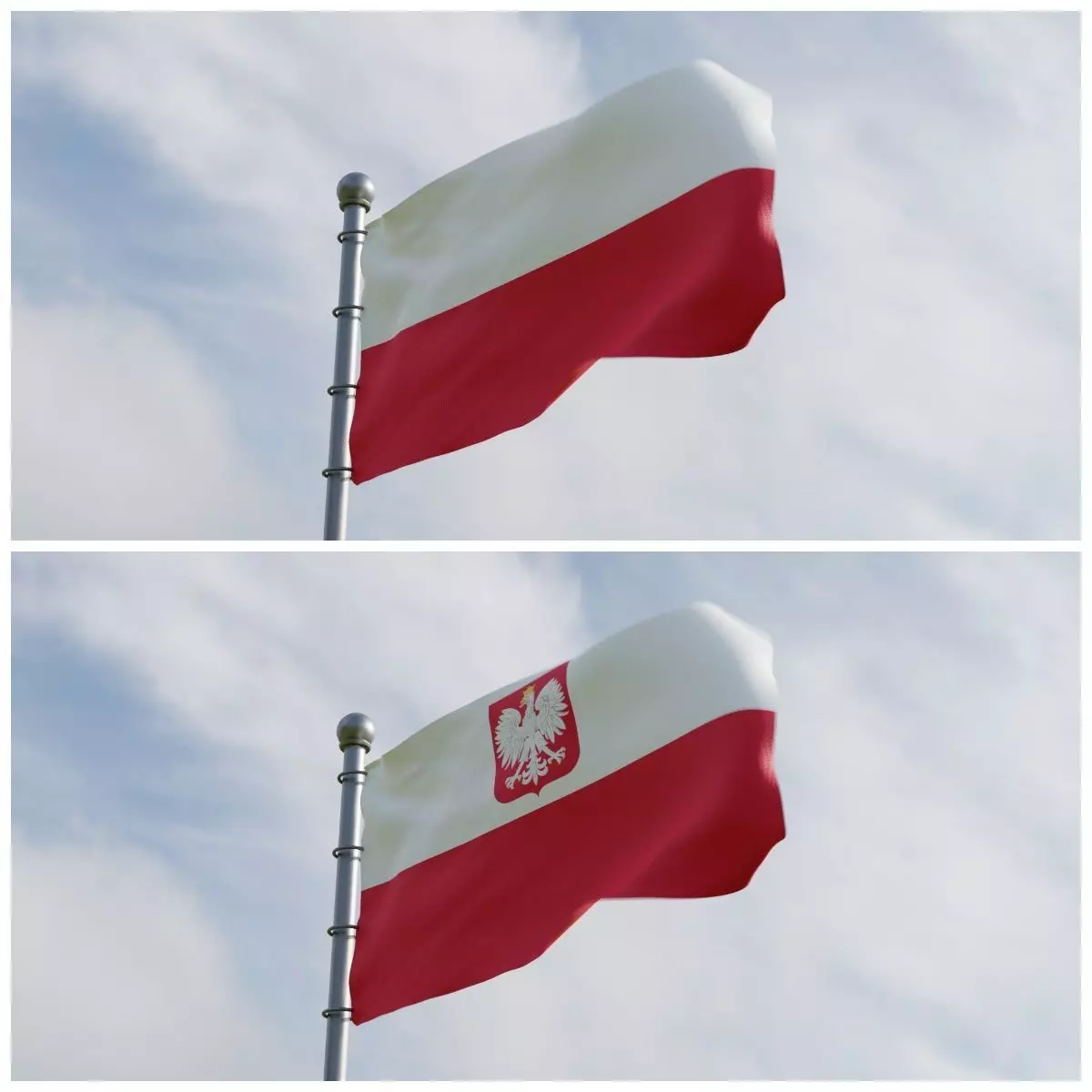 Animated Poland Flags 3D model 3D model