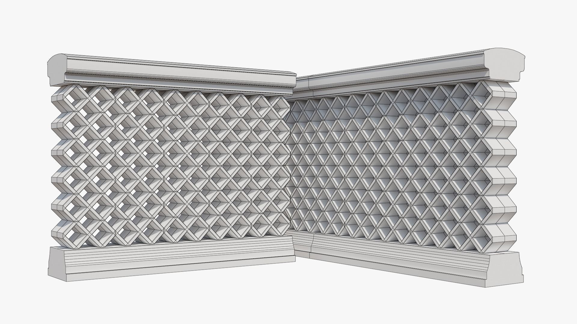 Balustrades stone wall with decorative carvings 3D model_20