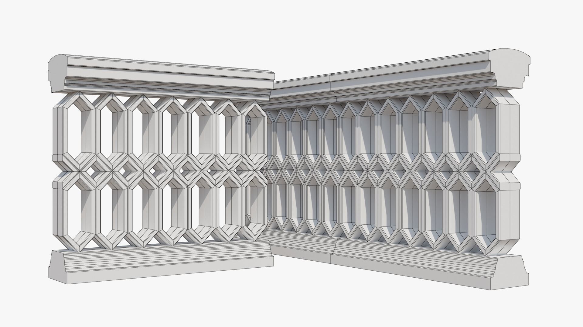 Balustrades stone wall with decorative carvings 3D model_17