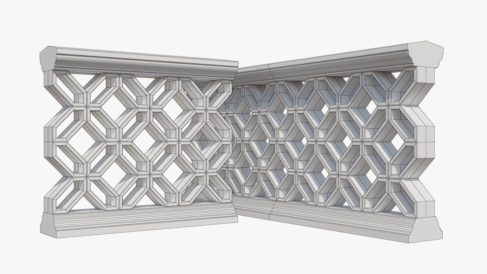 Balustrades stone wall with decorative carvings 3D model_18