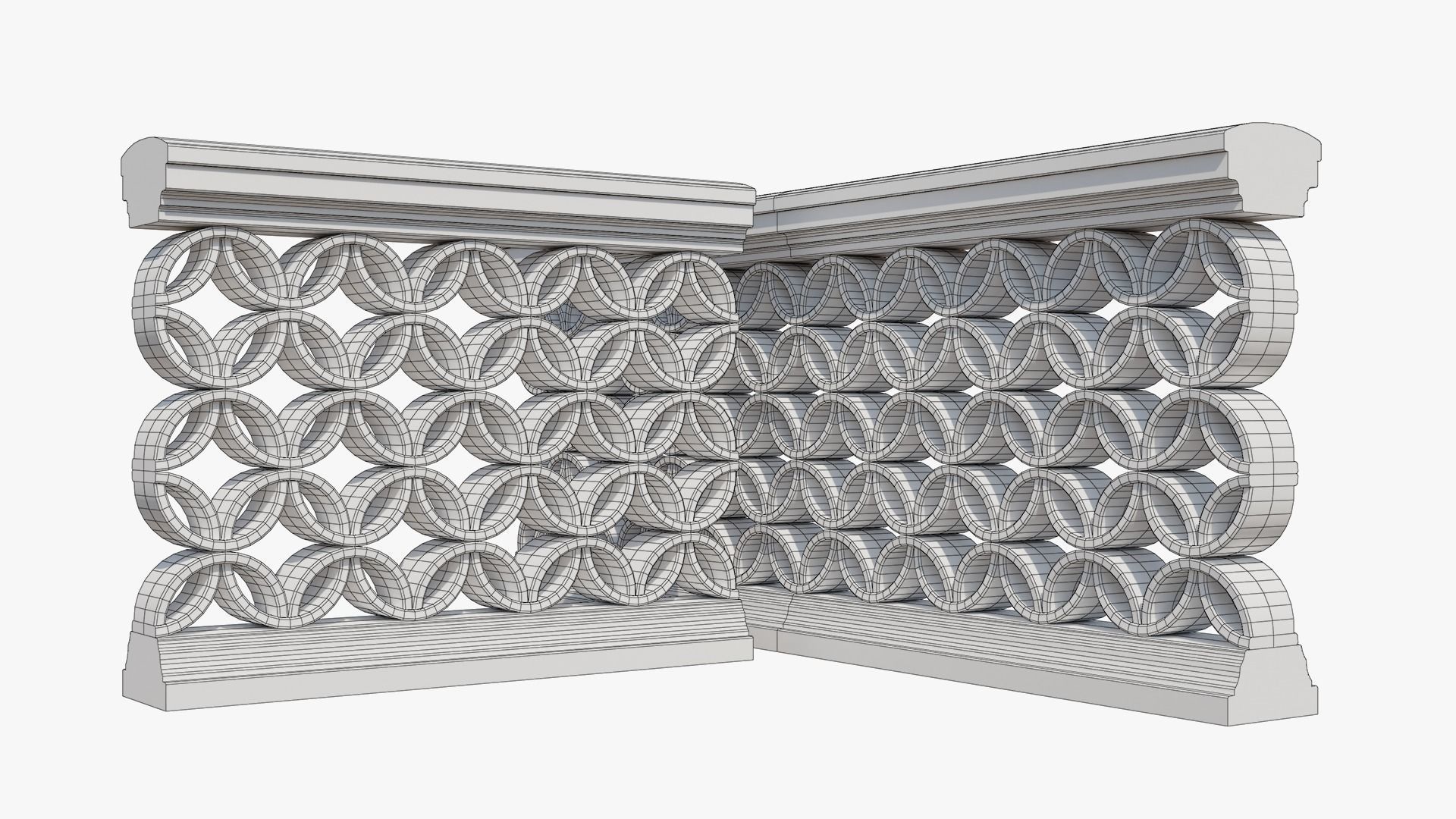 Balustrades stone wall with decorative carvings 3D model_19