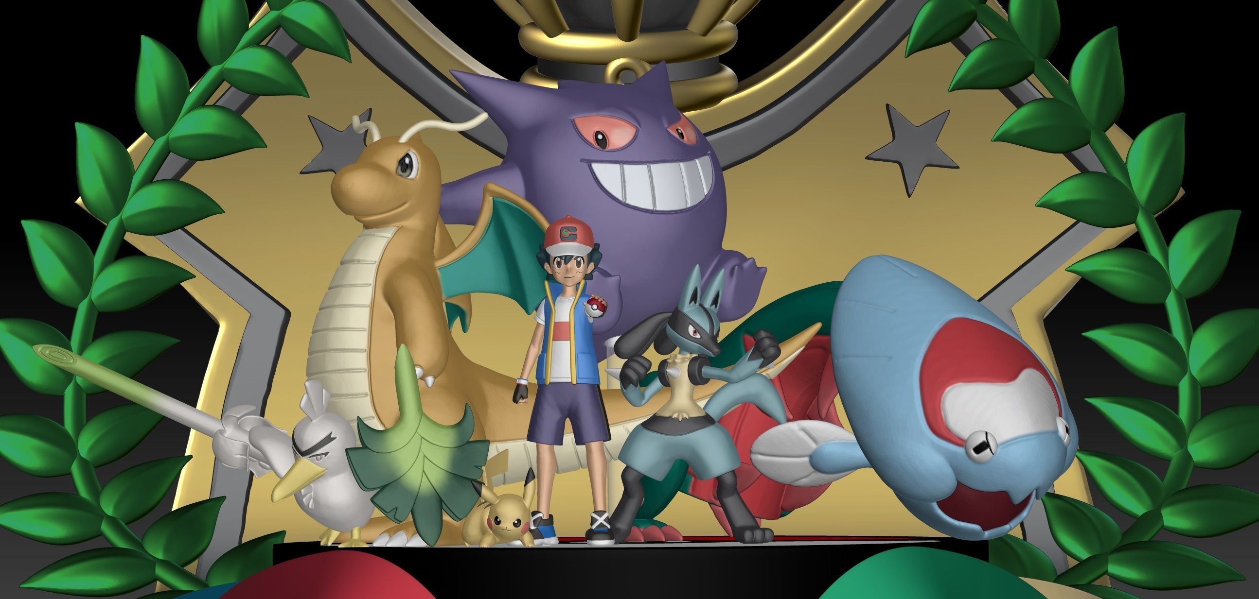 Pokemon Champion Ash Team 3D print model_1