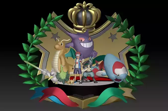Pokemon Champion Ash Team 3D print model