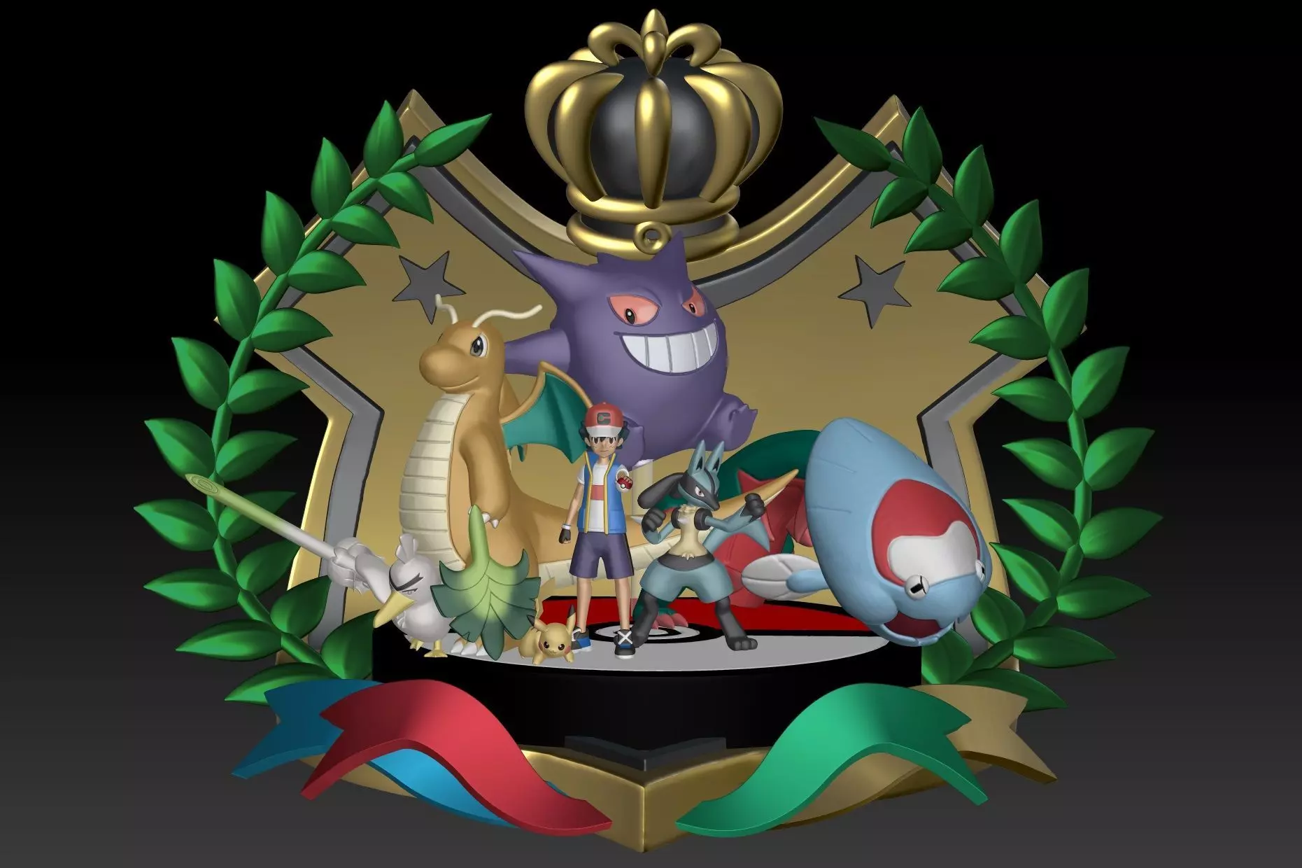 Pokemon Champion Ash Team 3D print model_0