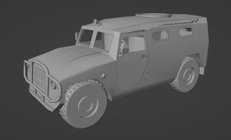 Armored car Tiger Low-poly 3D model_0