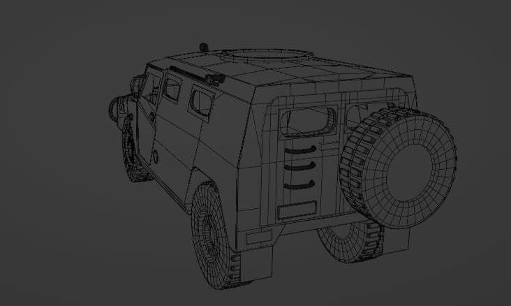 Armored car Tiger Low-poly 3D model_11