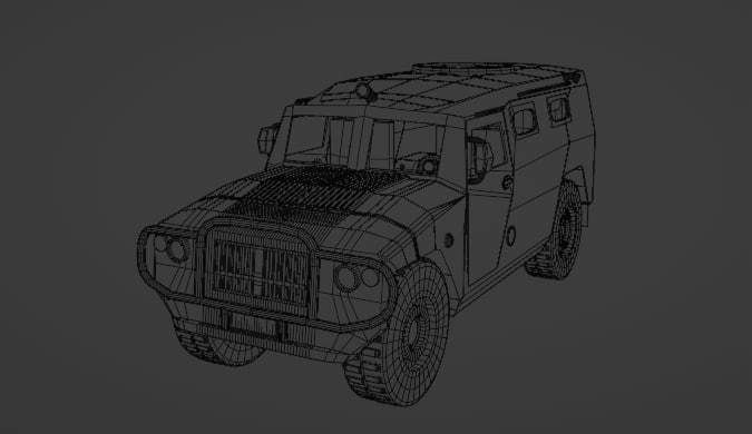 Armored car Tiger Low-poly 3D model_10