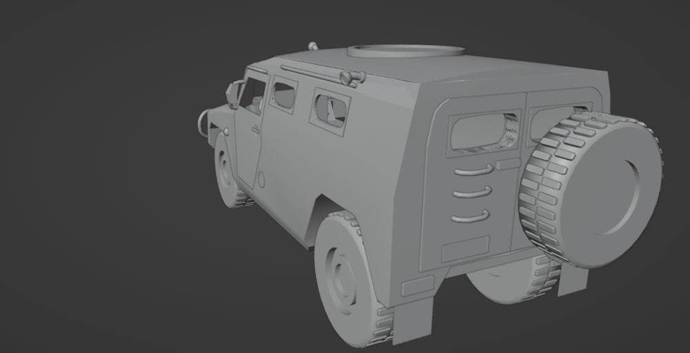 Armored car Tiger Low-poly 3D model_2