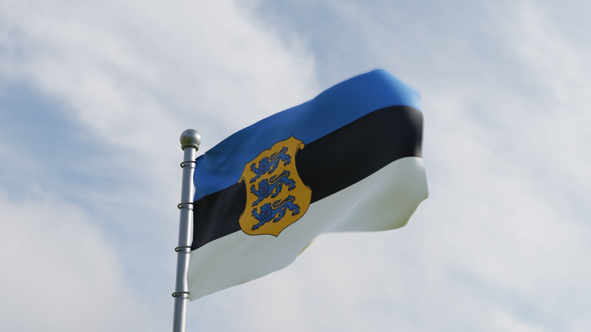 Animated Estonia Flags 3D model_2
