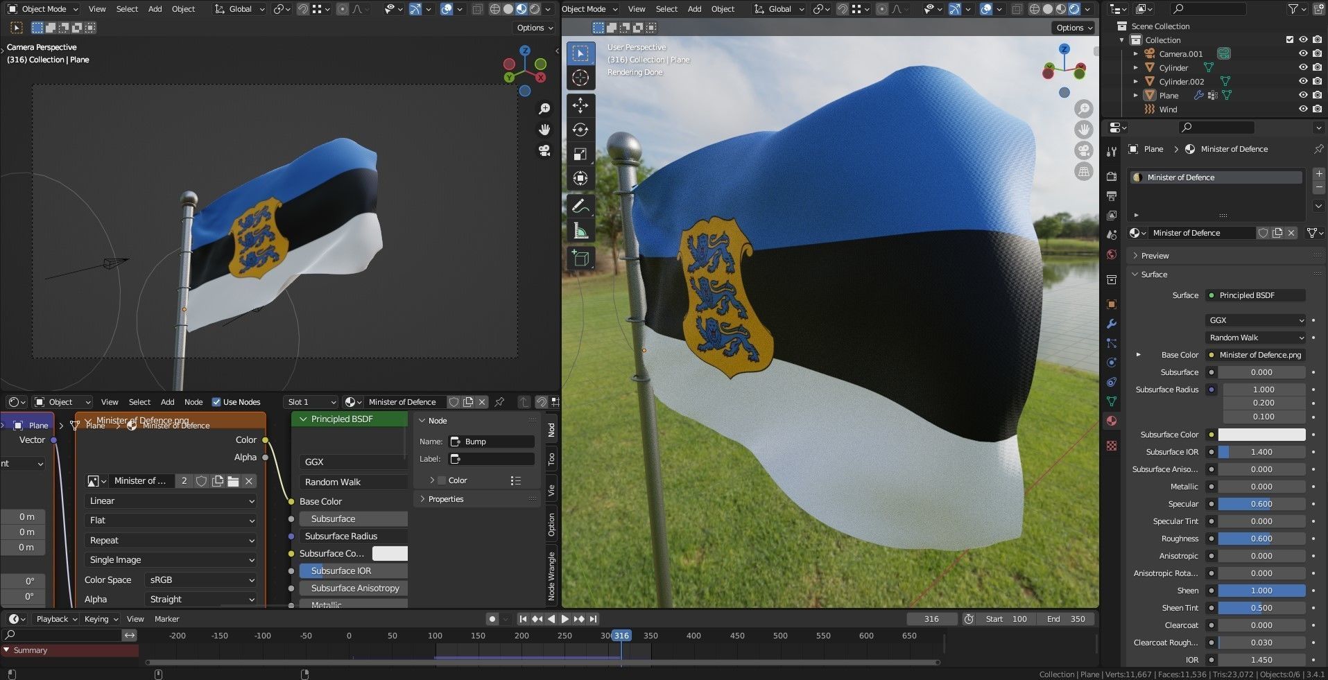 Animated Estonia Flags 3D model_3
