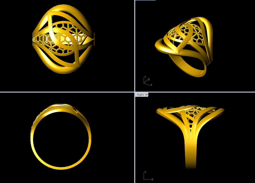 RI007 gold ring 3D print model_1