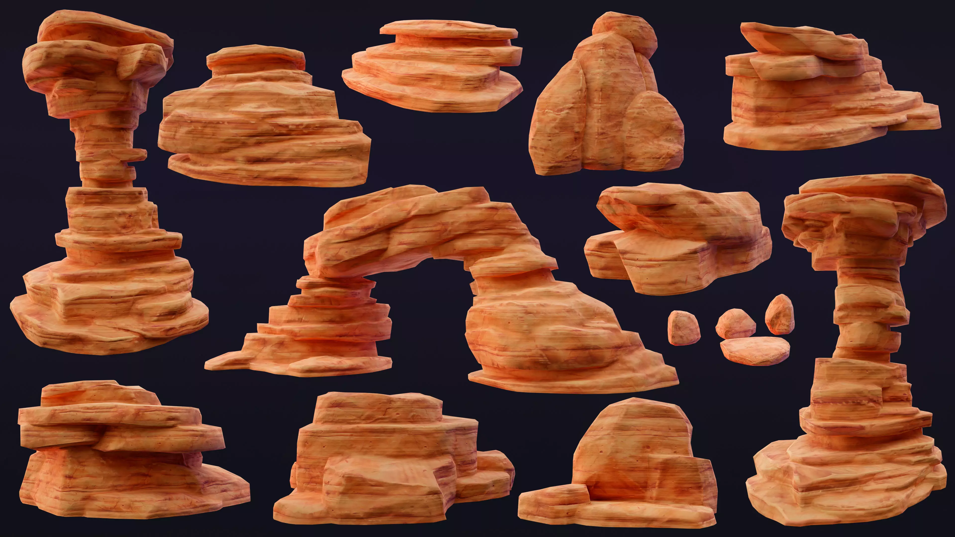 Stylized Rock Desert collection 15 Low-poly 3D model Low-poly 3D model_0