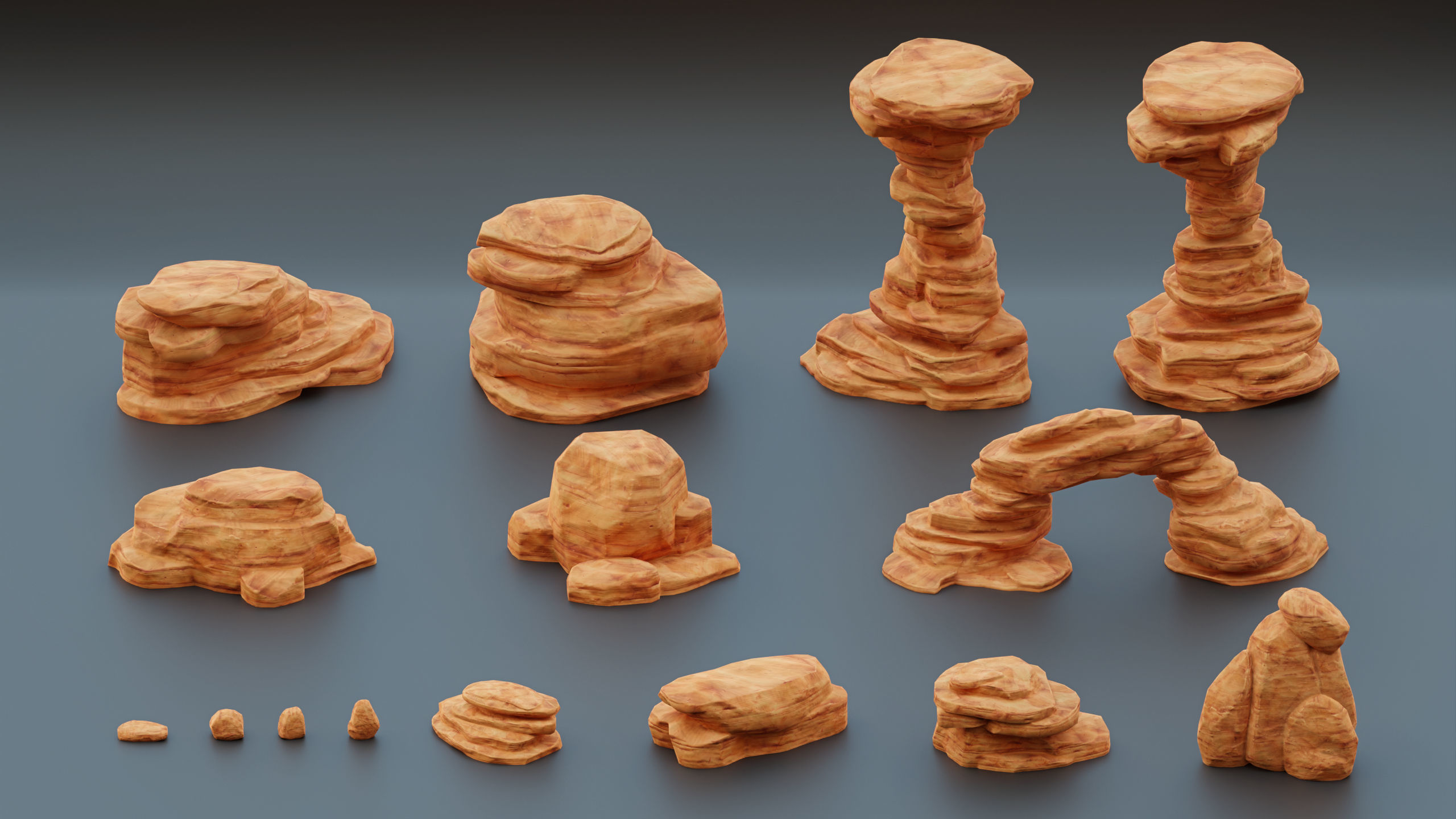 Stylized Rock Desert collection 15 Low-poly 3D model Low-poly 3D model_17