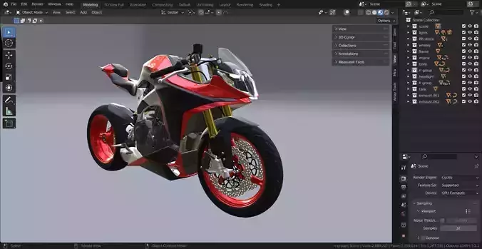 naked motorcycle 3d model 