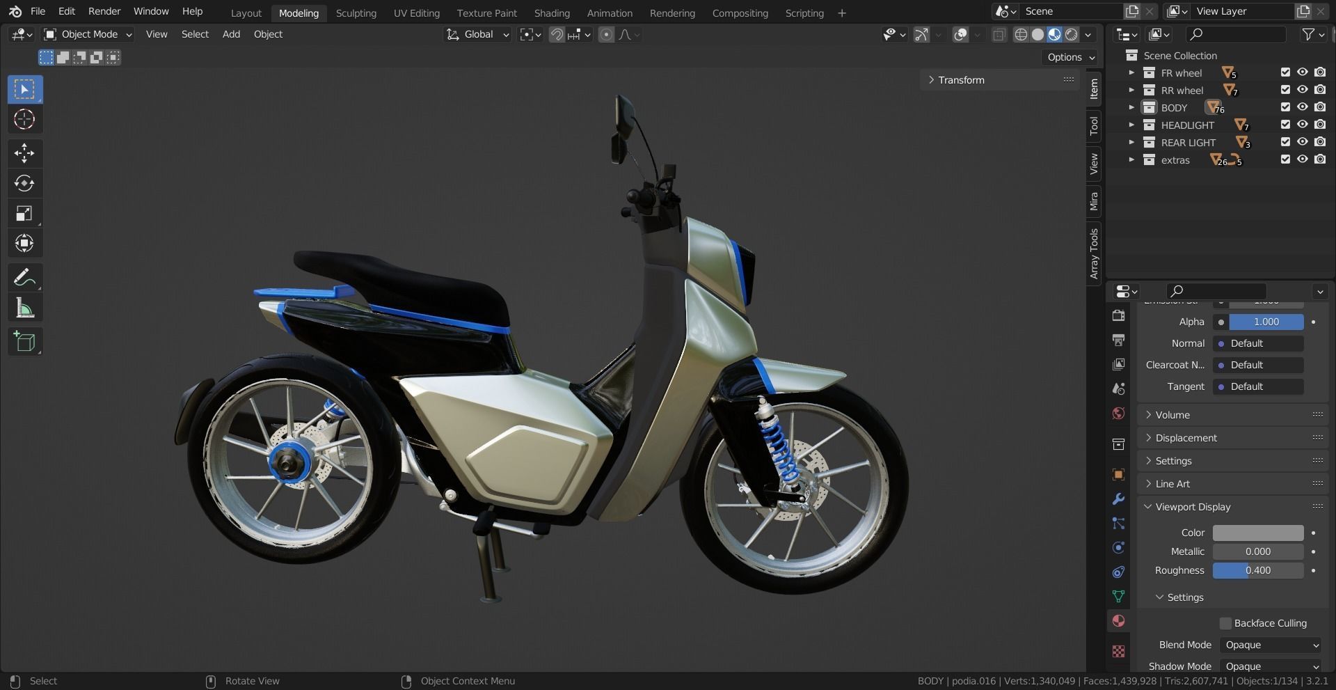 electric scooter 3d model  3D model_2