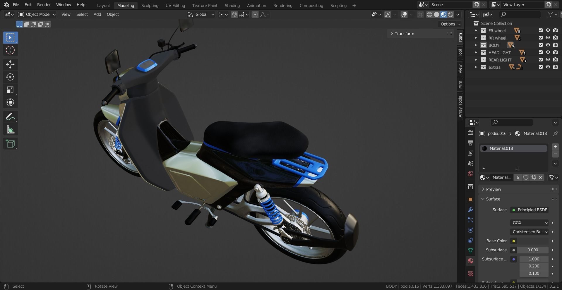electric scooter 3d model  3D model_1