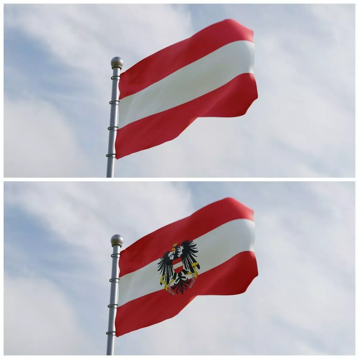 Animated Austia Flags 3D model
