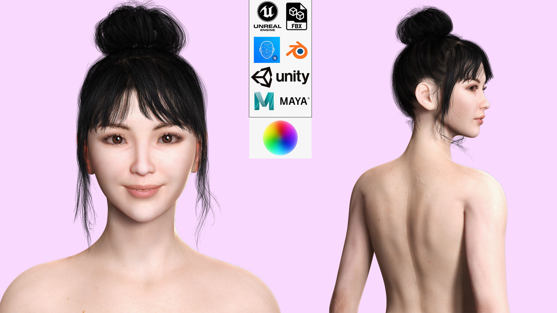 Asian Woman Perfect Base Shape Low-poly 3D model_1
