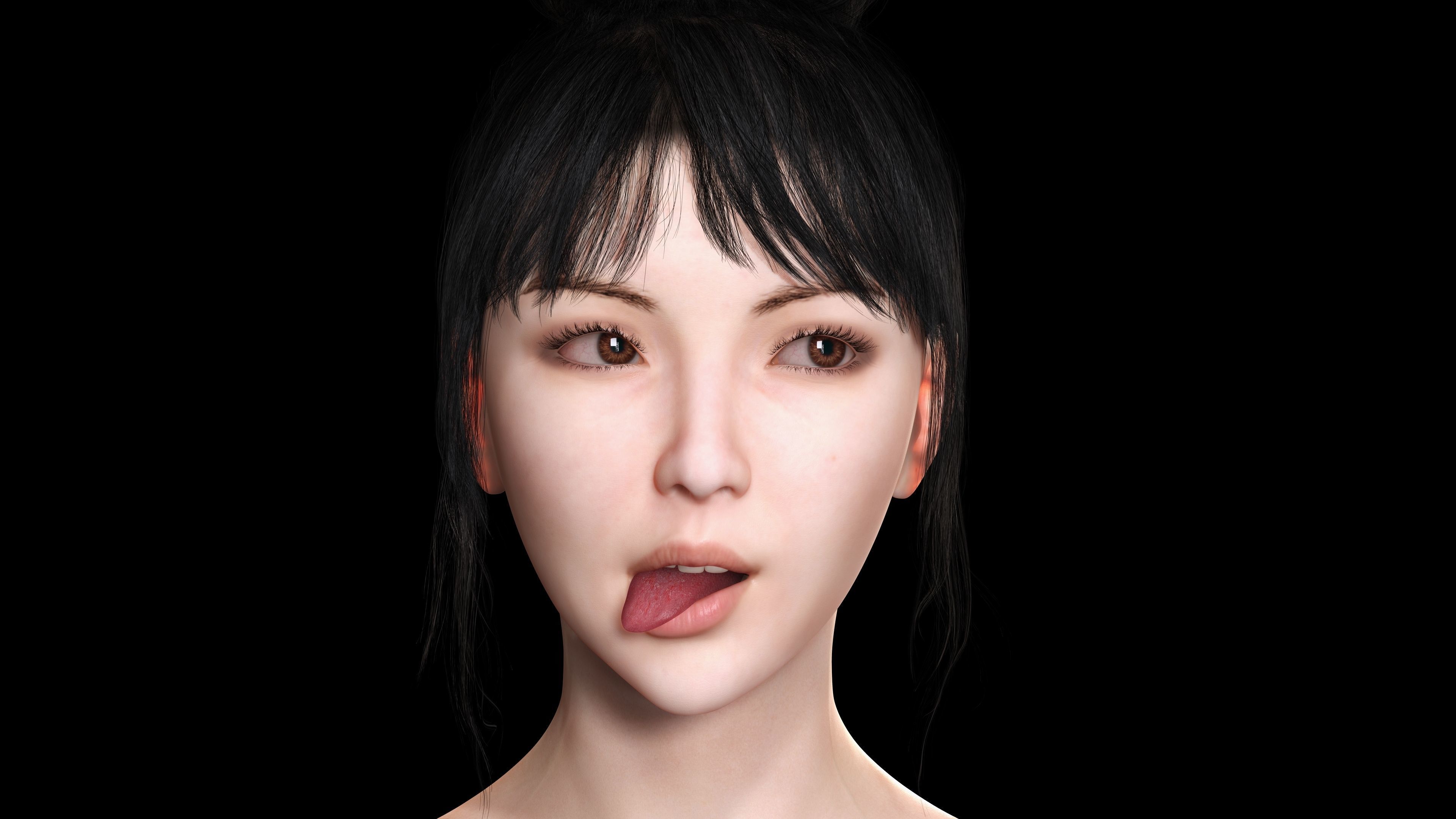 Asian Woman Perfect Base Shape Low-poly 3D model_14