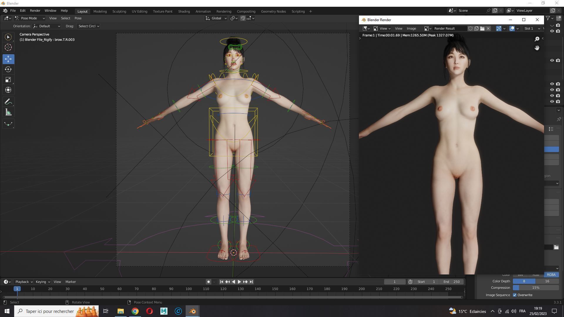 Asian Woman Perfect Base Shape Low-poly 3D model_27