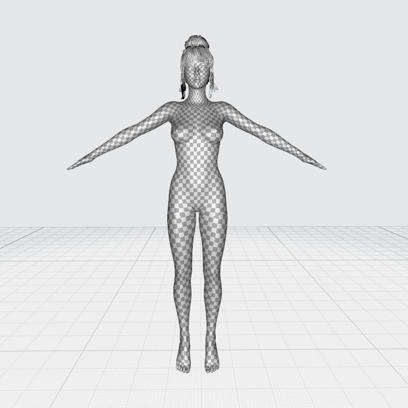 Asian Woman Perfect Base Shape Low-poly 3D model_26