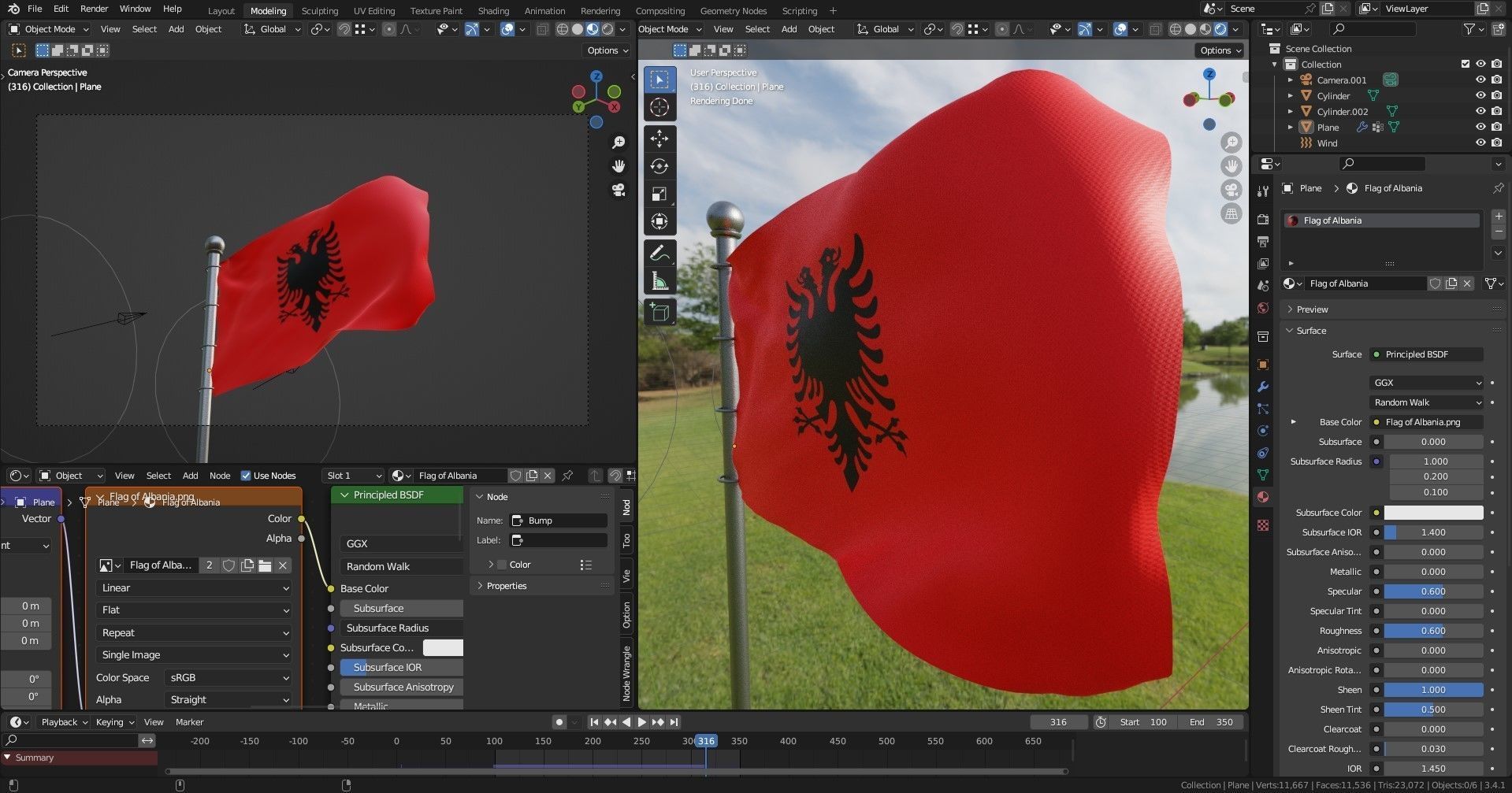 Animated Albania Flags 3D model_3