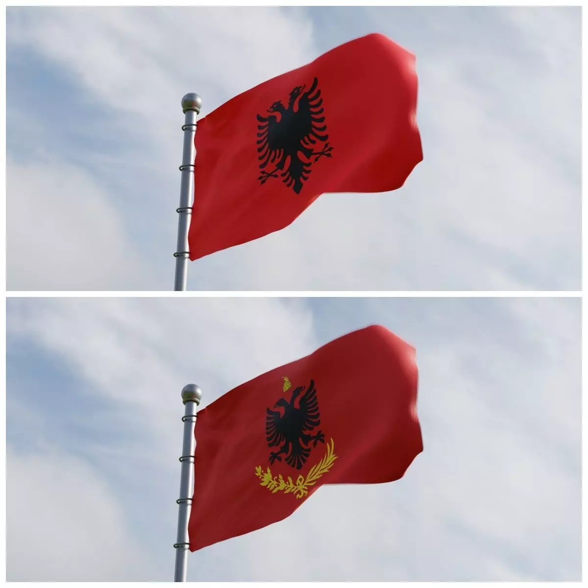 Animated Albania Flags 3D model_0