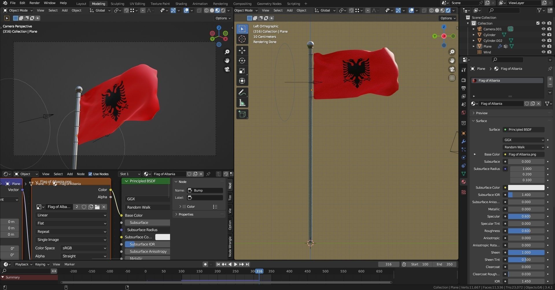 Animated Albania Flags 3D model_4