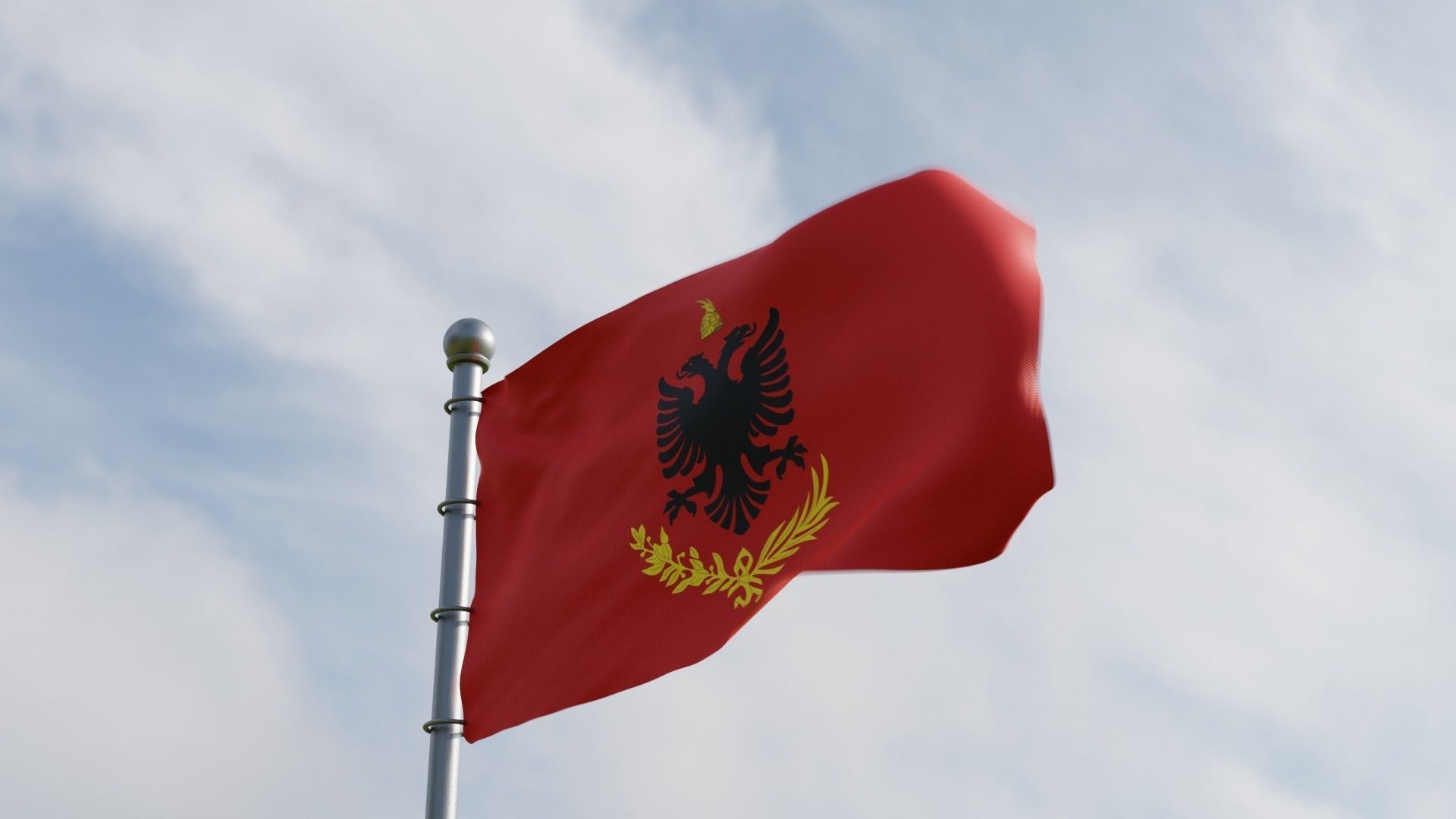 Animated Albania Flags 3D model_2