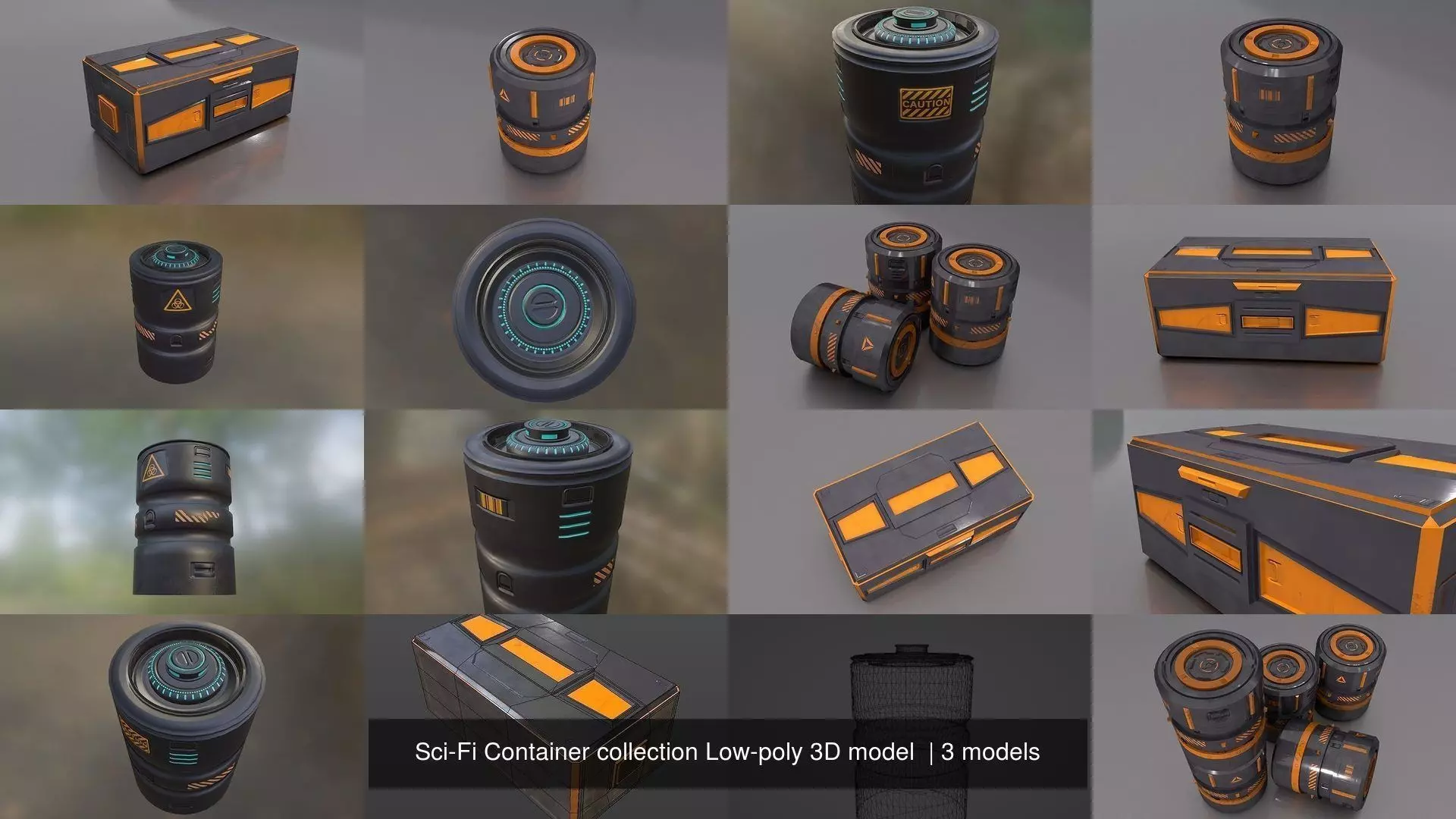 Sci-Fi Container collection Low-poly 3D model  _0