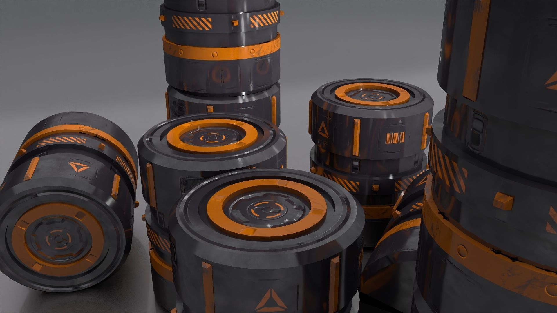 Sci-Fi Container collection Low-poly 3D model  _35