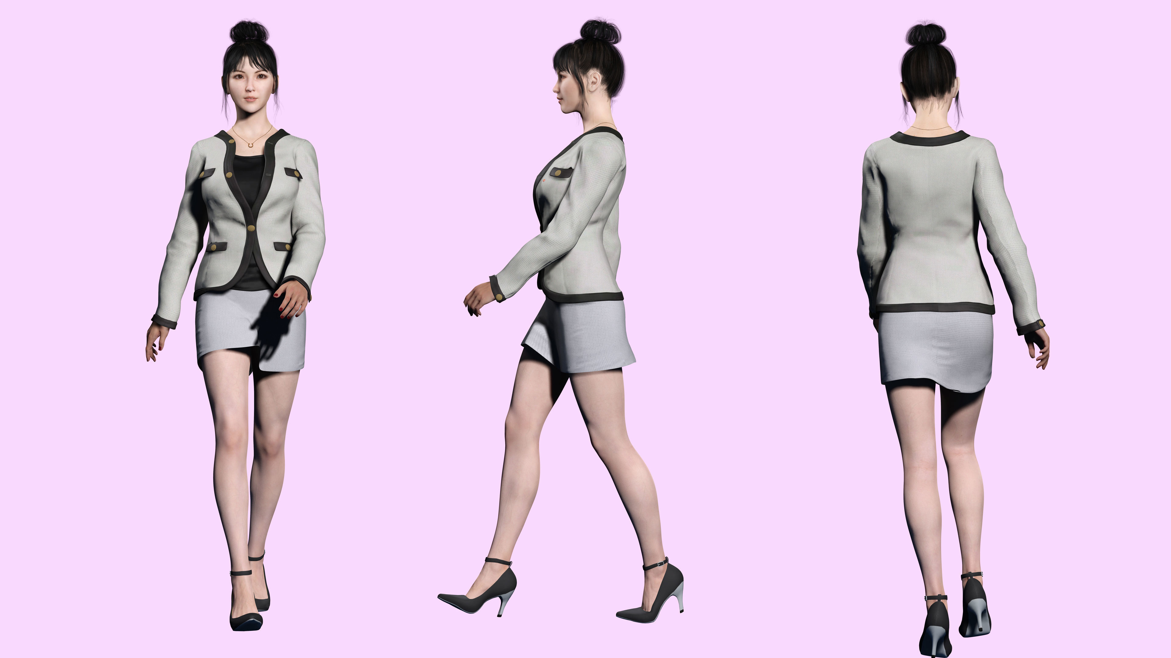 Business Woman Realistic Ready Low-poly 3D model_5