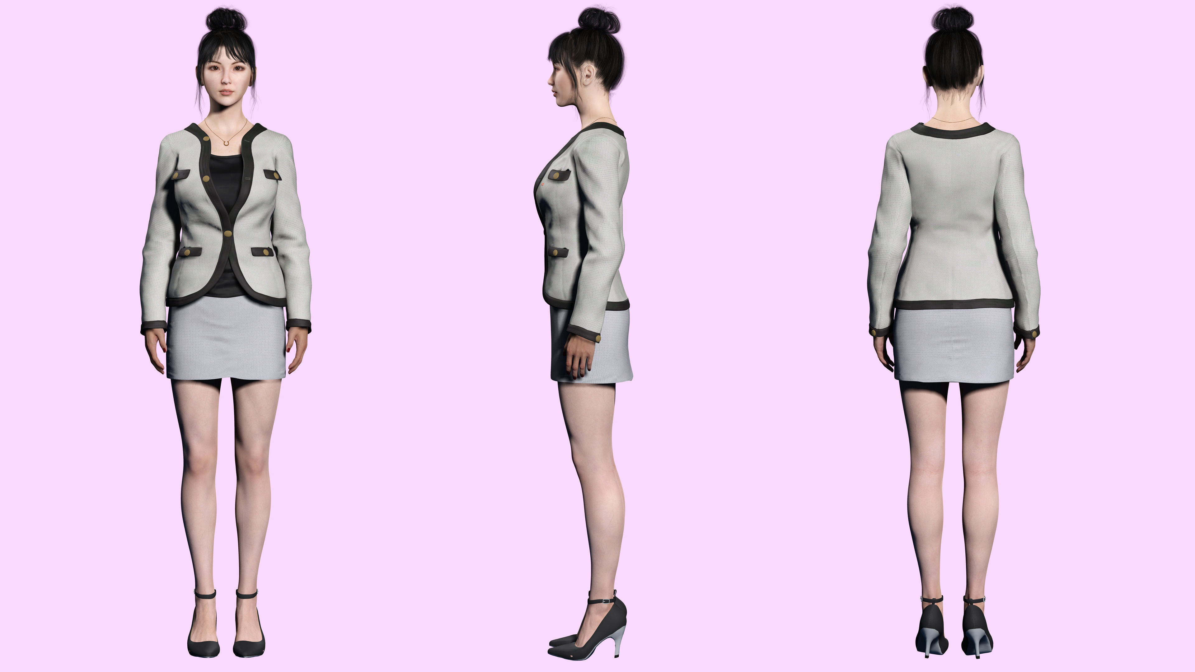 Business Woman Realistic Ready Low-poly 3D model_3