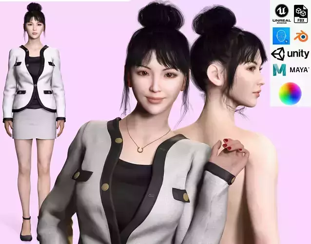 Business Woman Realistic Ready Low-poly 3D model Business Woman Realistic Ready Low-poly 3D model